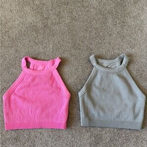 Aerie Pink and Gray Ribbed Crop Tops